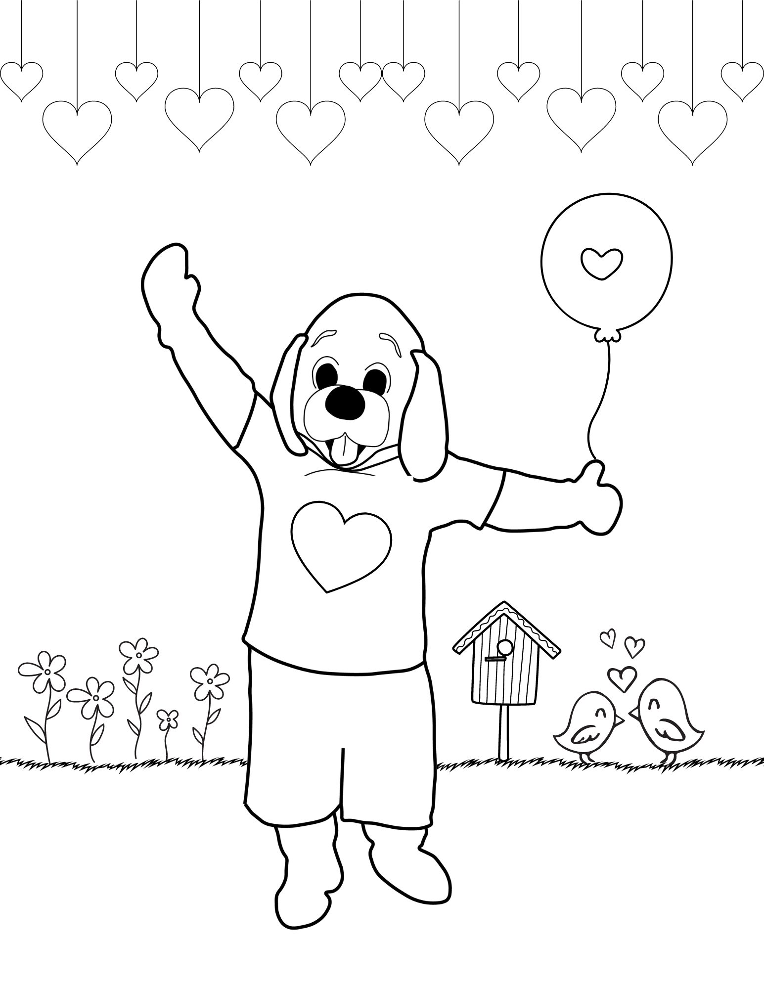 Money Dog Valentine Coloring Page